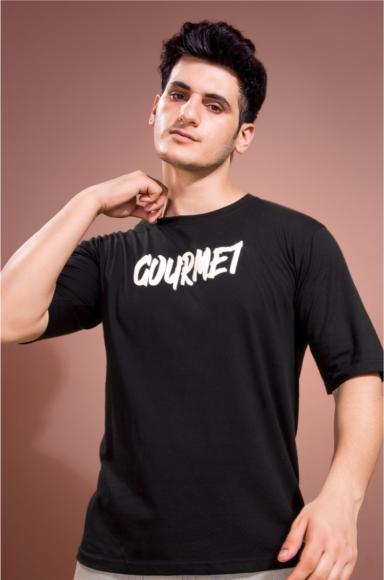 GOURMET Oversized Drop-Shoulder T-Shirt – Classic Black Edition